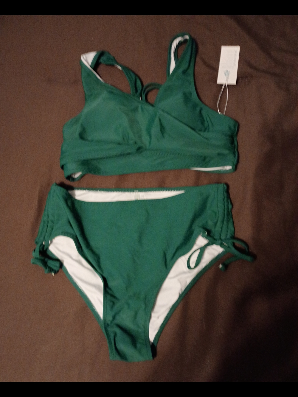 Beachsissi Green Two-Piece Swim Set - Sporty Top & High-Waist Bottom